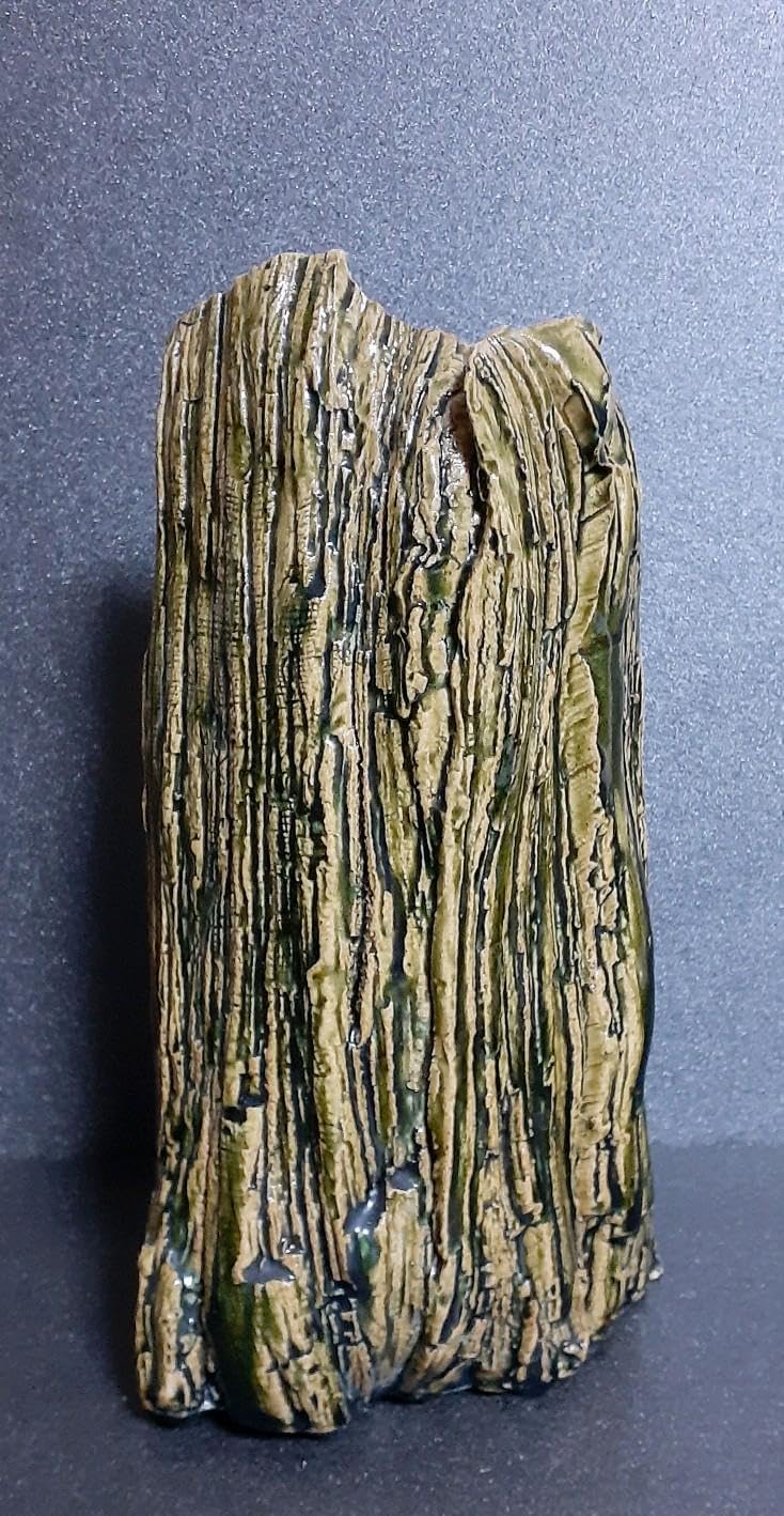 日本工芸会正会員　織部焼　【山田正和】造　木目　花生　花入れ　共箱　茶道具　茶器 日本工芸会正会員 織部焼 【山田正和】造 木目 花生 花入れ 共箱